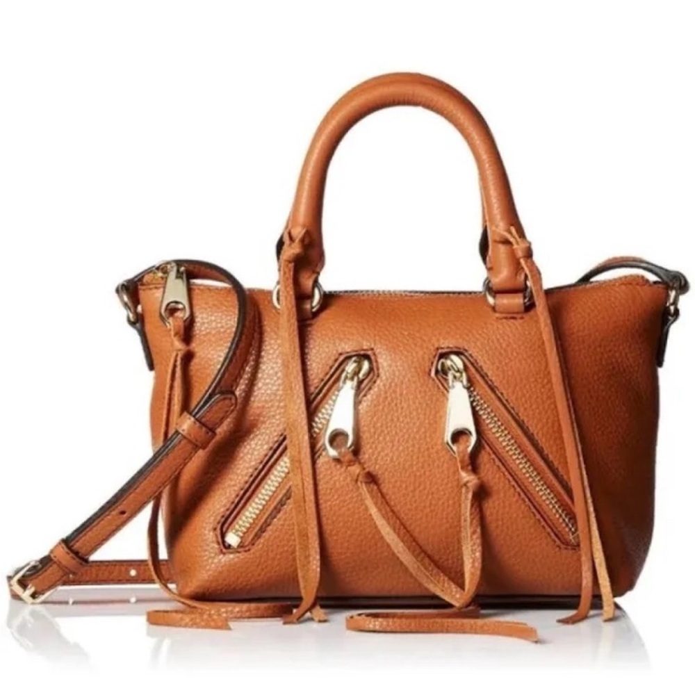 Rebecca Minkoff Cognac Leather Micro Moto Satchel / Crossbody Bag